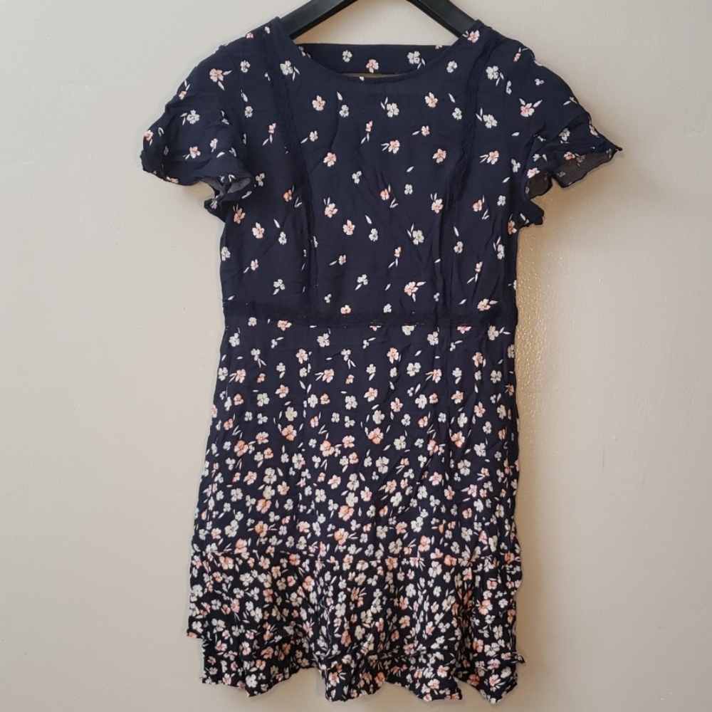 Navy Blue Floral Dress